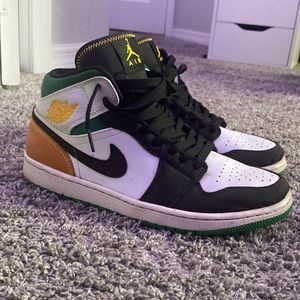 Air Jordan 1 Mid SE Oakland White Laser Orange Green M SIZE 9